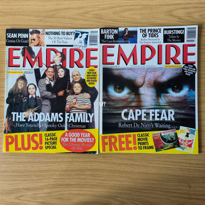 4x EMPIRE Magazines 1992 Jan/Feb/March/April Bundle/Job Lot (0046) Bugsy Costner Cape Fear
