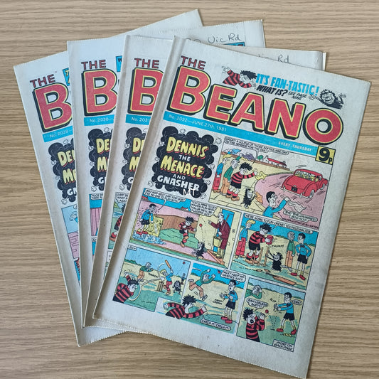 4x Beano Comics/Magazines 2029-2032 1981 Bundle/Job Lot (0050) Dennis the Menace Gnasher
