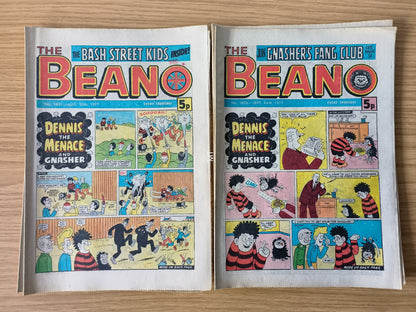 10x Beano Comics/Magazines 1827-1836 1977 Bundle/Job Lot (0053) Dennis the Menace Gnasher