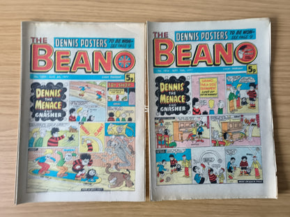 10x Beano Comics/Magazines 1827-1836 1977 Bundle/Job Lot (0053) Dennis the Menace Gnasher
