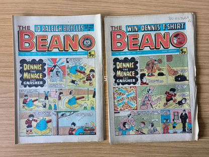 10x Beano Comics/Magazines 1837-1846 1977 Bundle/Job Lot (0055) Dennis the Menace Gnasher