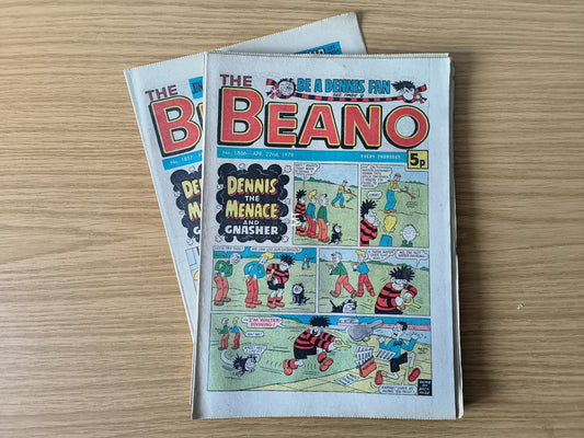 10x Beano Comics/Magazines 1857-1866 1978 Bundle/Job Lot (0057) Dennis the Menace Gnasher