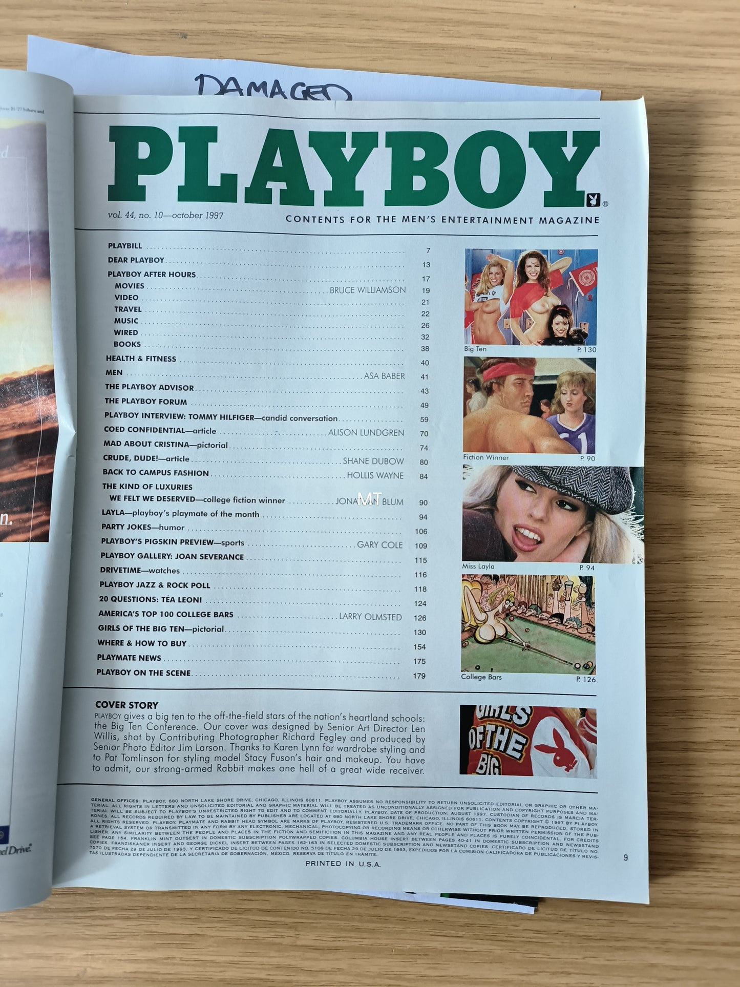 PLAYBOY Magazine October 1997 DAMAGED (1070) Layla Harvest Roberts Alison Lundgred