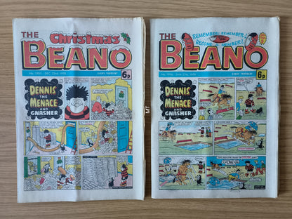 10x Beano Comics/Magazines 1897>1906 1978/79 Bundle/Job Lot (0061) Dennis the Menace Gnasher