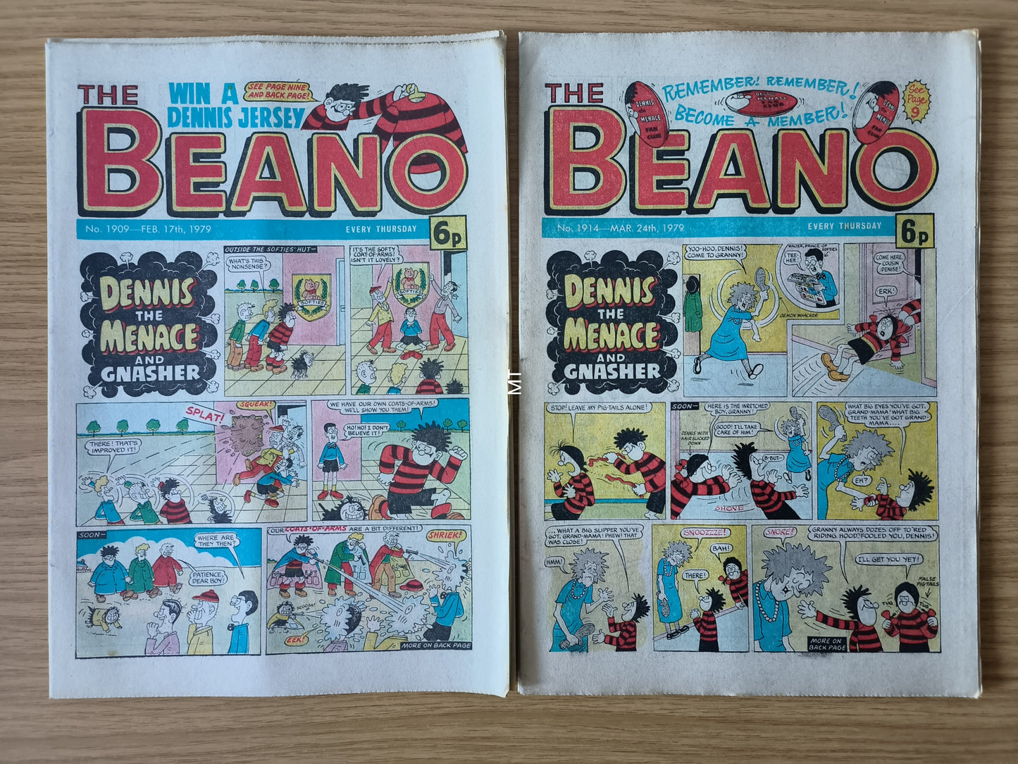 10x Beano Comics/Magazines 1907>1916 1979 Bundle/Job Lot (0062) Dennis the Menace Gnasher