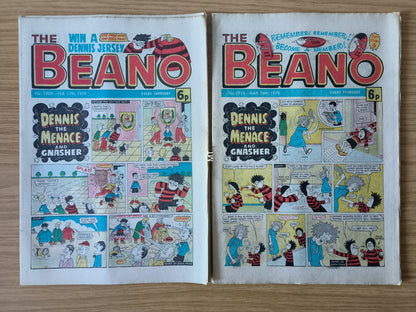 10x Beano Comics/Magazines 1907>1916 1979 Bundle/Job Lot (0062) Dennis the Menace Gnasher