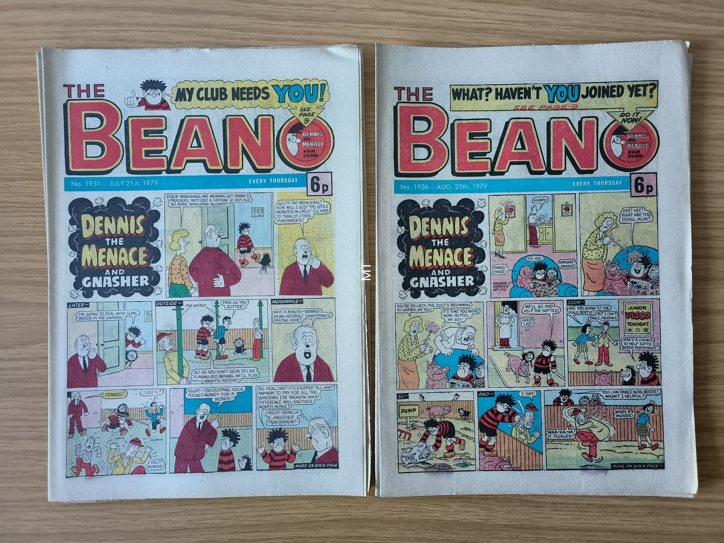 10x Beano Comics/Magazines 1927>1936 1979 Bundle/Job Lot (0064) Dennis the Menace Gnasher