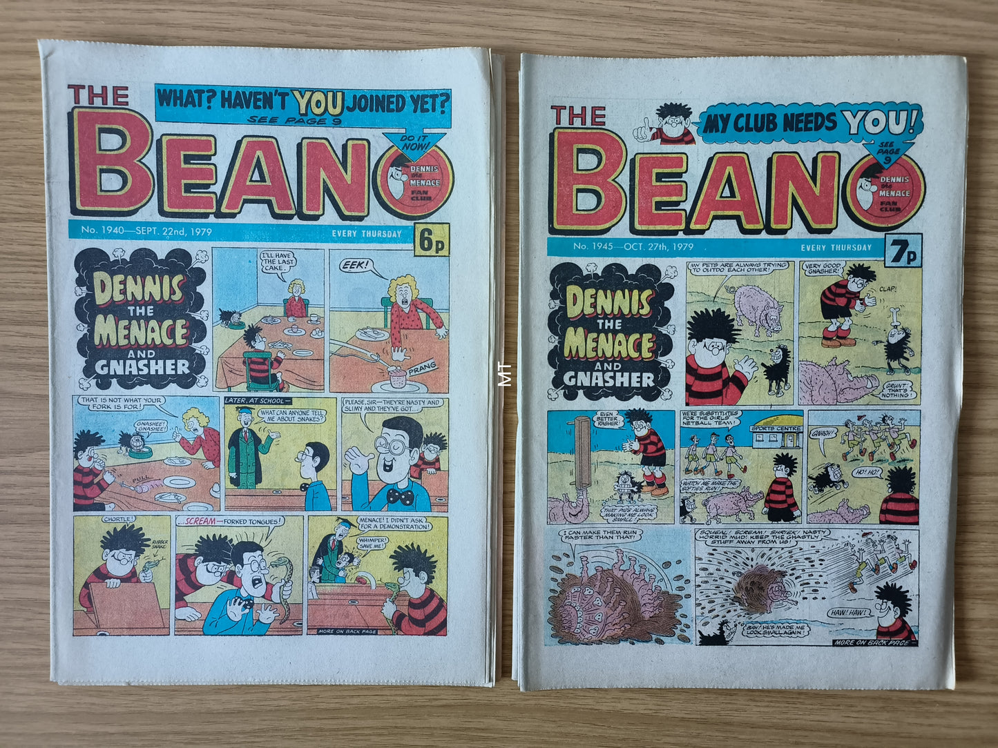 10x Beano Comics/Magazines 1937>1946 1979 Bundle/Job Lot (0065) Dennis the Menace Gnasher