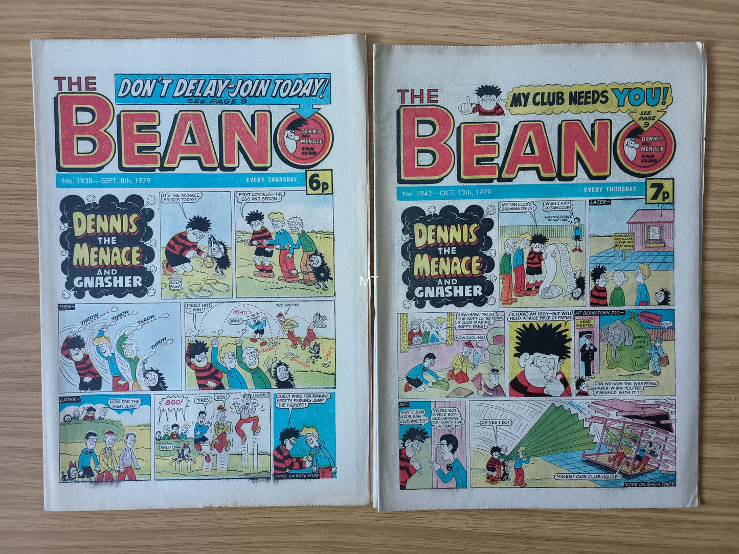 10x Beano Comics/Magazines 1937>1946 1979 Bundle/Job Lot (0065) Dennis the Menace Gnasher