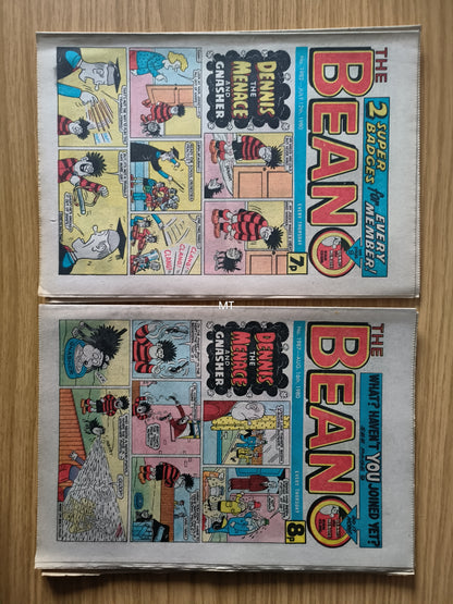 10x Beano Comics/Magazines 1978>1987 1980 Bundle/Job Lot (0075) Dennis the Menace Gnasher