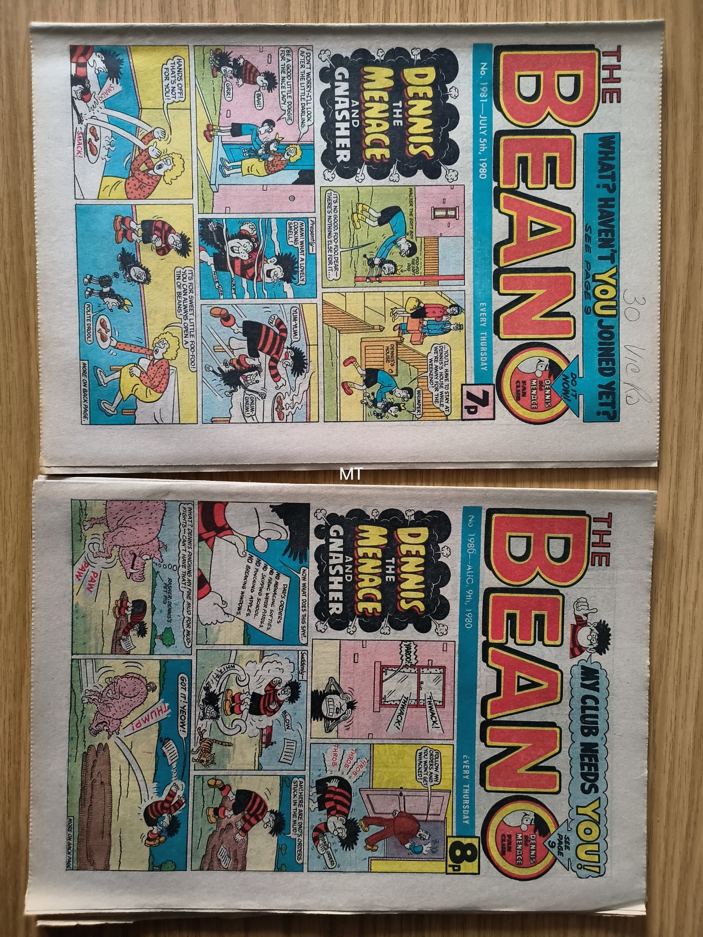10x Beano Comics/Magazines 1978>1987 1980 Bundle/Job Lot (0075) Dennis the Menace Gnasher