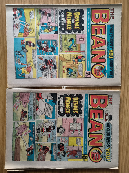 10x Beano Comics/Magazines 1978>1987 1980 Bundle/Job Lot (0075) Dennis the Menace Gnasher