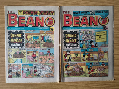 10x Beano Comics/Magazines 1978>1987 1980 Bundle/Job Lot (0075) Dennis the Menace Gnasher