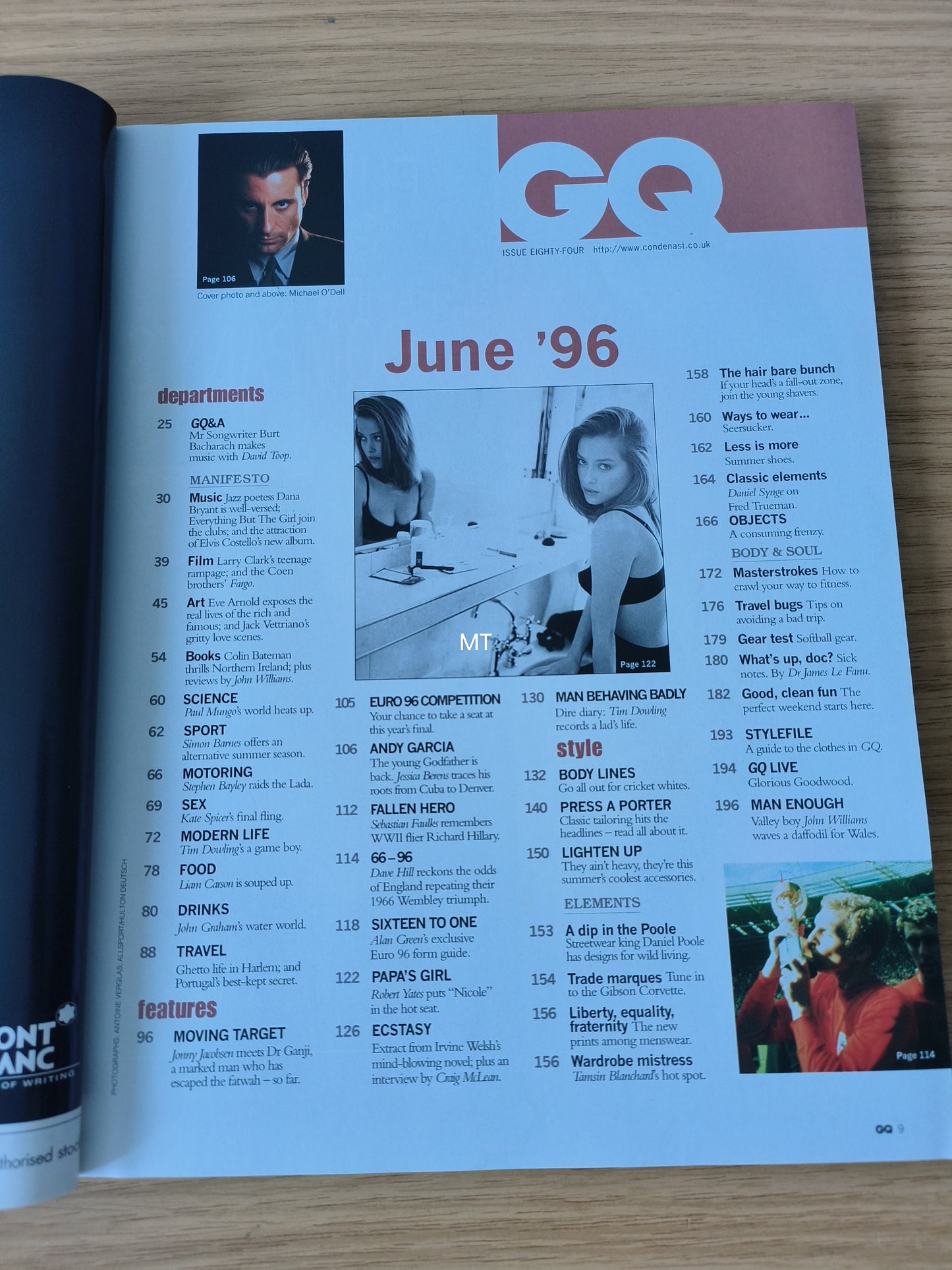 GQ Magazine June 1996 RARE (1085) ANDY GARCIA Larry Clark BURT BACHARACH Irvine Welsh