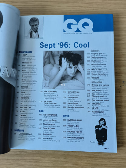 GQ Magazine September 1996 RARE (1085) STEVE McQUEEN BRUCE WILLIS KEELEY HAWES