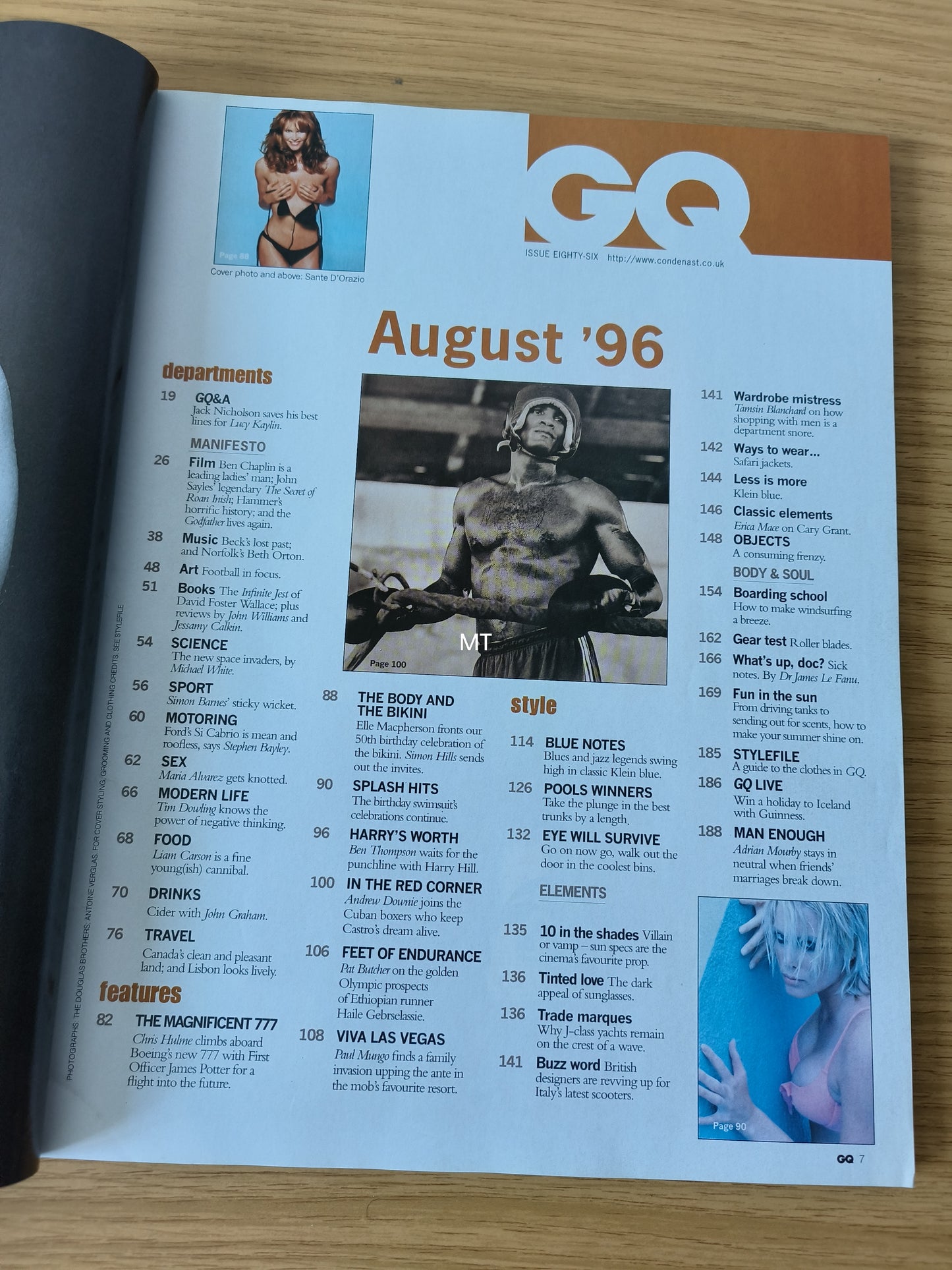 GQ Magazine August 1996 RARE (1085) Elle Macpherson JACK NICHOLSON HARRY HILL