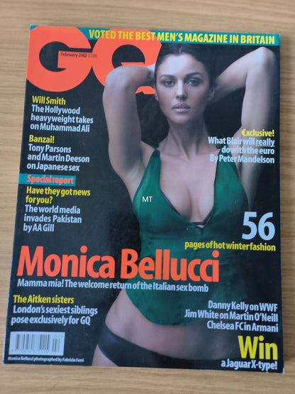 GQ Magazine February 2002 British RARE (1086) MONICA BELLUCCI WILL SMITH AITKEN SISTERS