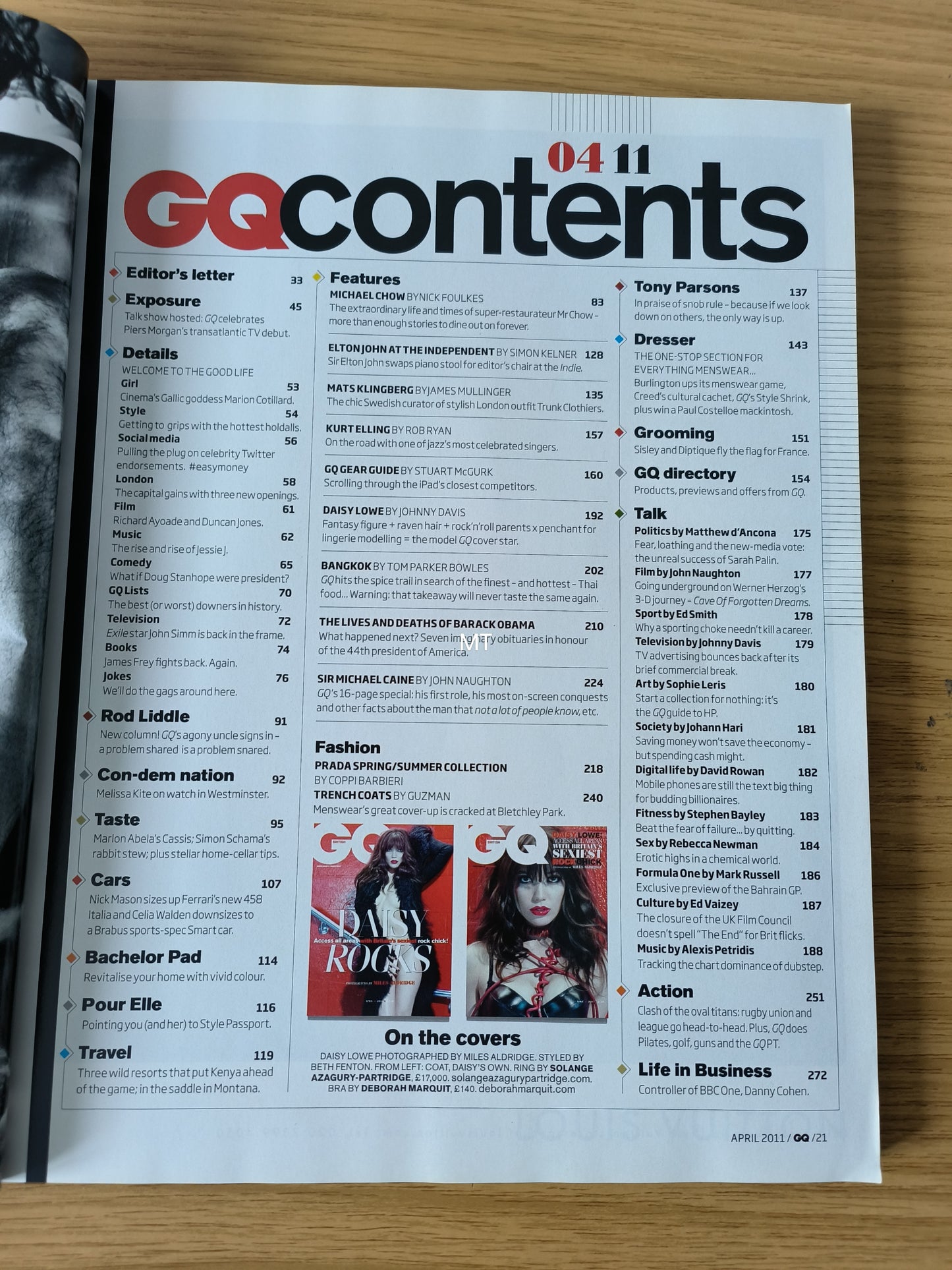 GQ Magazine April 2011 British RARE (1086) DAISY LOWE BARACK OBAMA ELTON JOHN