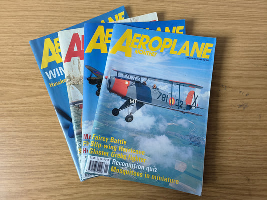 4x Aeroplane Monthly Magazines 1991 Bundle/Job Lot (0095) Spitfire Siskin Mew Gull