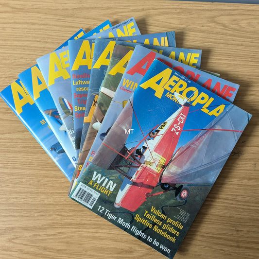 8x Aeroplane Monthly Magazines 1990 Bundle/Job Lot (0096) Vulcan Spitfire Luftwaffe