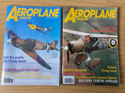 8x Aeroplane Monthly Magazines 1990 Bundle/Job Lot (0096) Vulcan Spitfire Luftwaffe