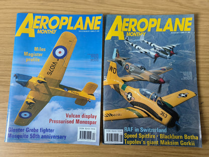 8x Aeroplane Monthly Magazines 1990 Bundle/Job Lot (0096) Vulcan Spitfire Luftwaffe