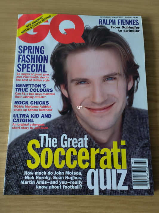 GQ Magazine March 1995 (1095) Ralph Fiennes PATSY KENSIT PAUL SMITH