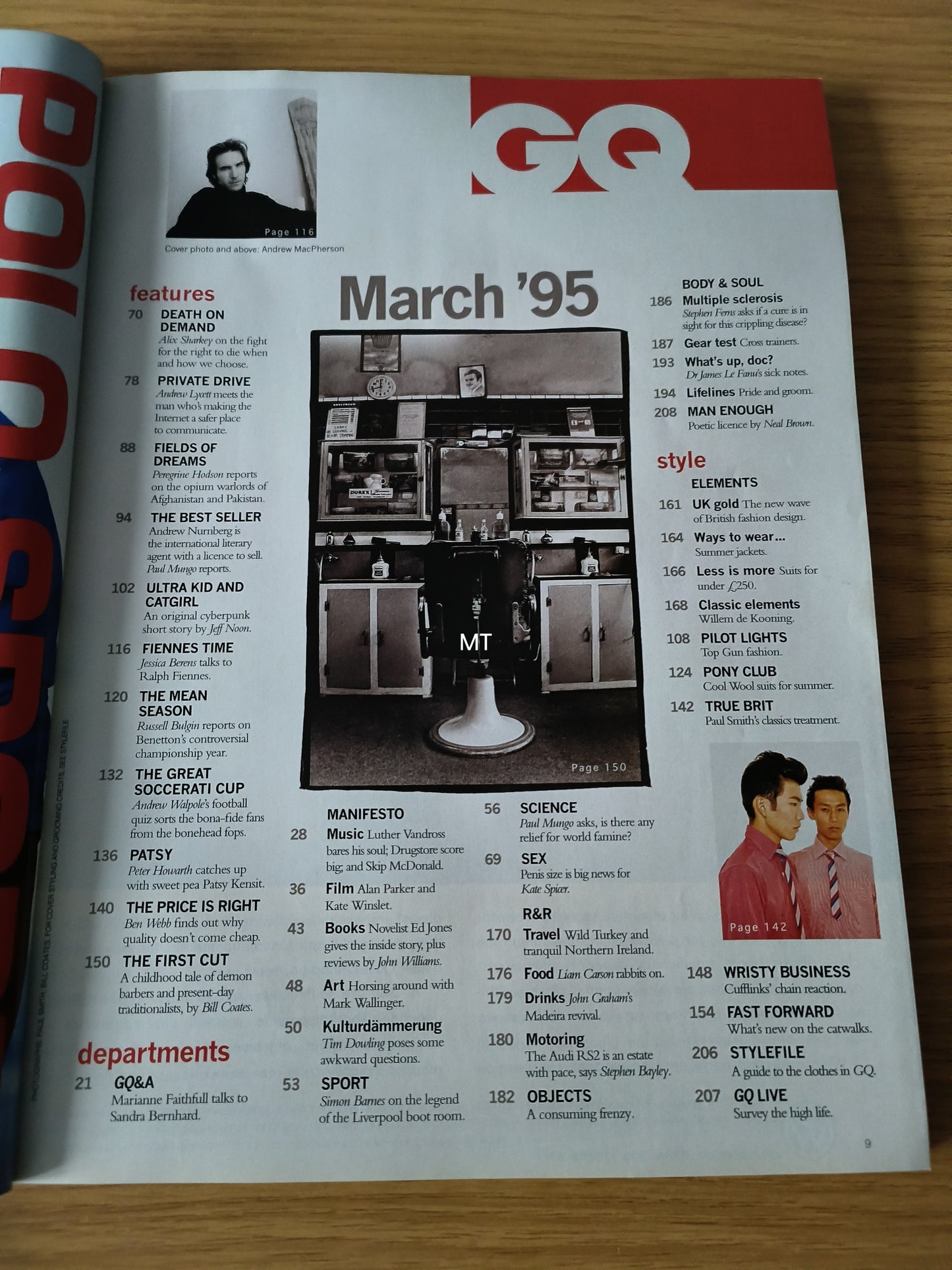 GQ Magazine March 1995 (1095) Ralph Fiennes PATSY KENSIT PAUL SMITH