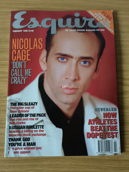 ESQUIRE Magazine February 1996 (1097) NICOLAS CAGE Victoria Abril Rachel Williams Ben Clarke