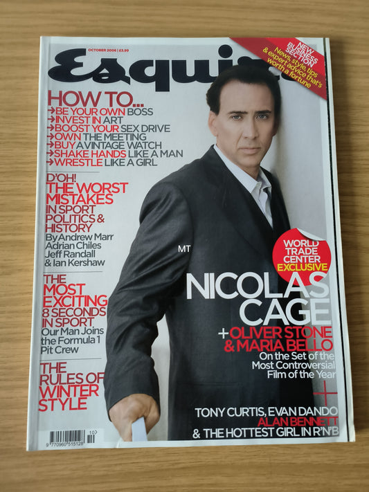 ESQUIRE Magazine October 2006 RARE (1101) MARIA BELLO NICOLAS CAGE JOHN MADEJSKI