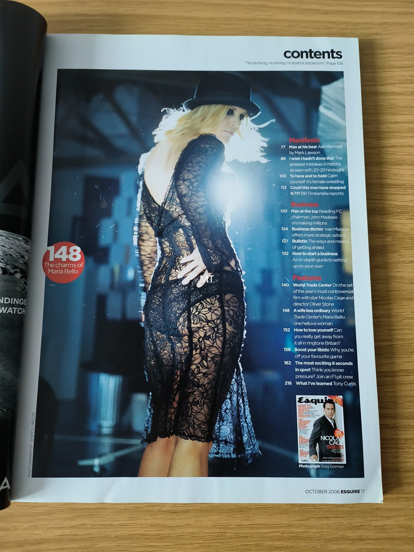 ESQUIRE Magazine October 2006 RARE (1101) MARIA BELLO NICOLAS CAGE JOHN MADEJSKI