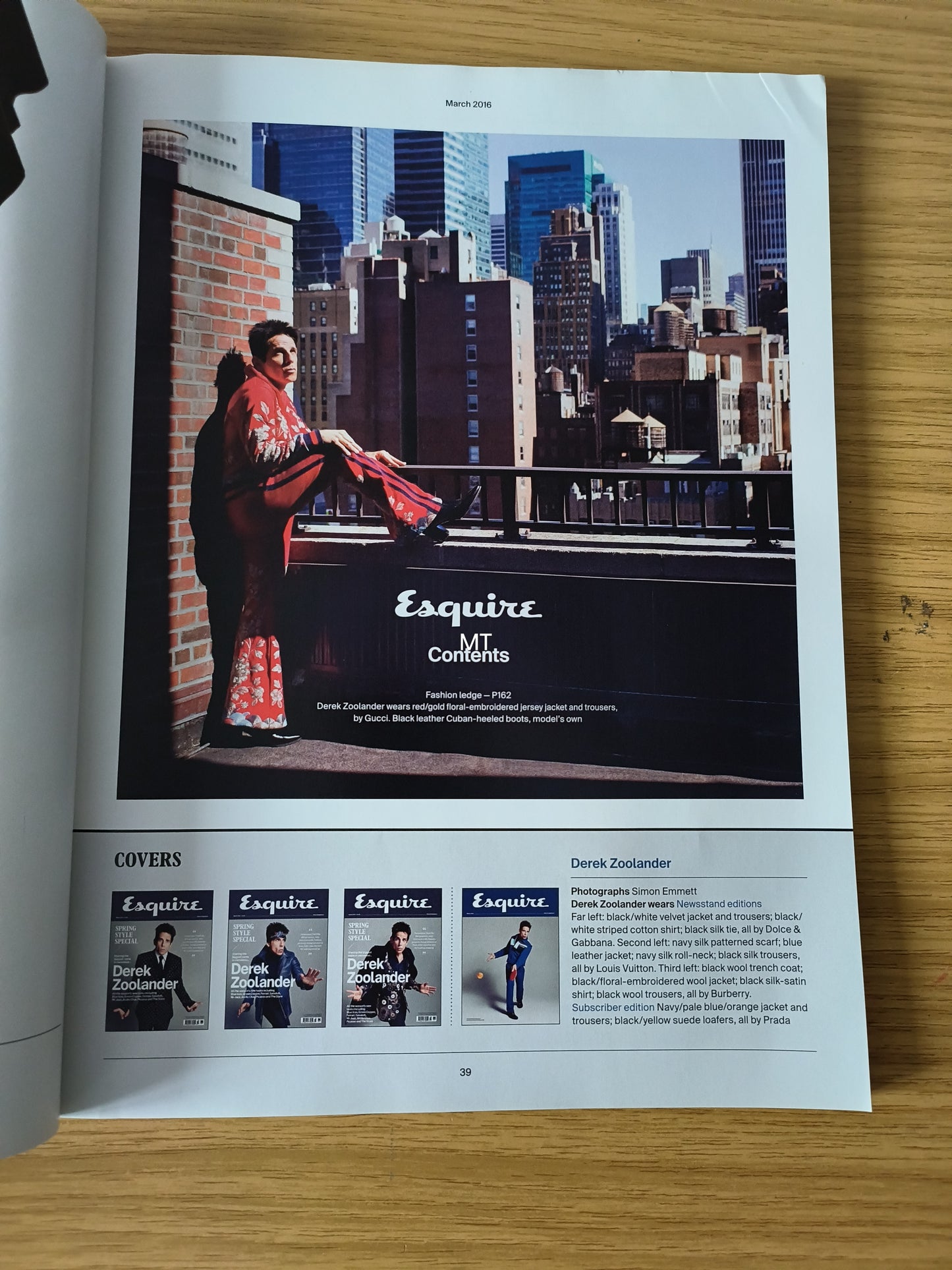 ESQUIRE Magazine March 2016 RARE LIMITED (1102) Zoolander Ben Stiller