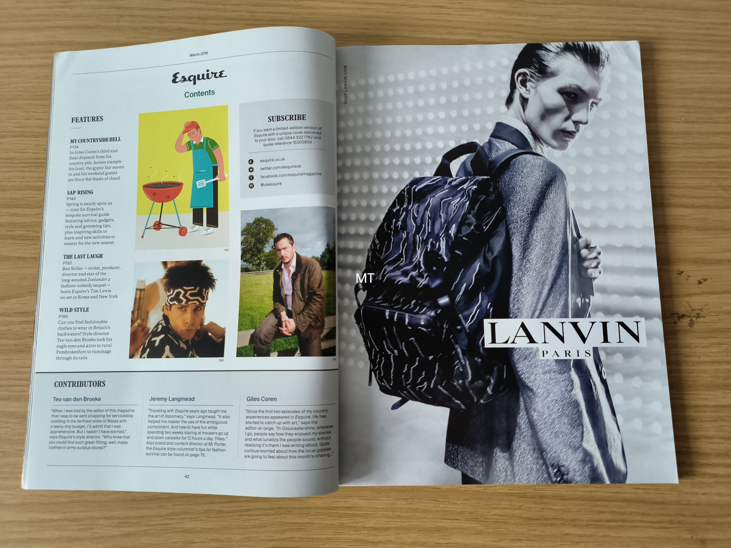 ESQUIRE Magazine March 2016 RARE LIMITED (1102) Zoolander Ben Stiller