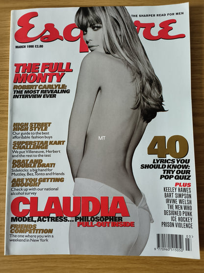 ESQUIRE Magazine March 1998 (1105) POSTER Claudia Schiffer Keeley Hawes Robert Carlyle Alan Davies
