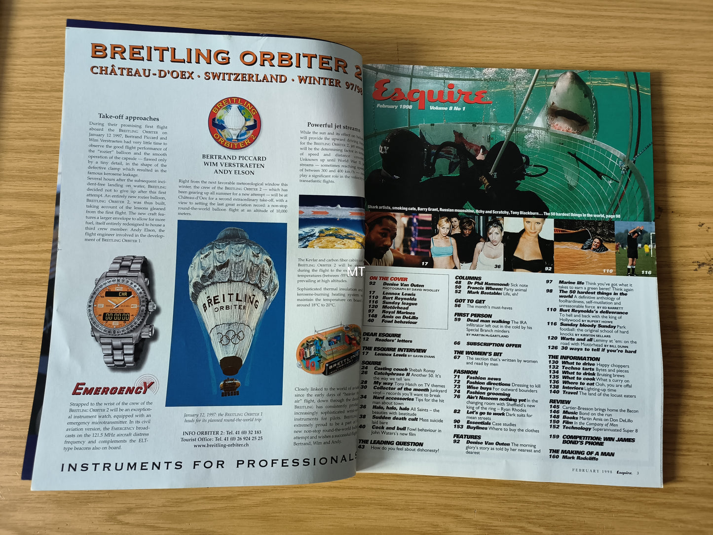 ESQUIRE Magazine February 1998 (1105) POSTER Denise Van Outen Lennox Lewis Burt Reynolds