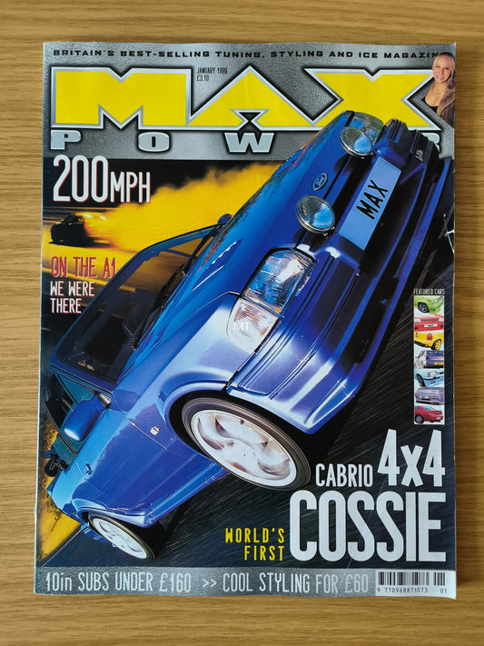 MAX POWER Magazine January 1999 (1108) Cabrio 4x4 Cossie, Astra, 205, Corsa, 106, BMW
