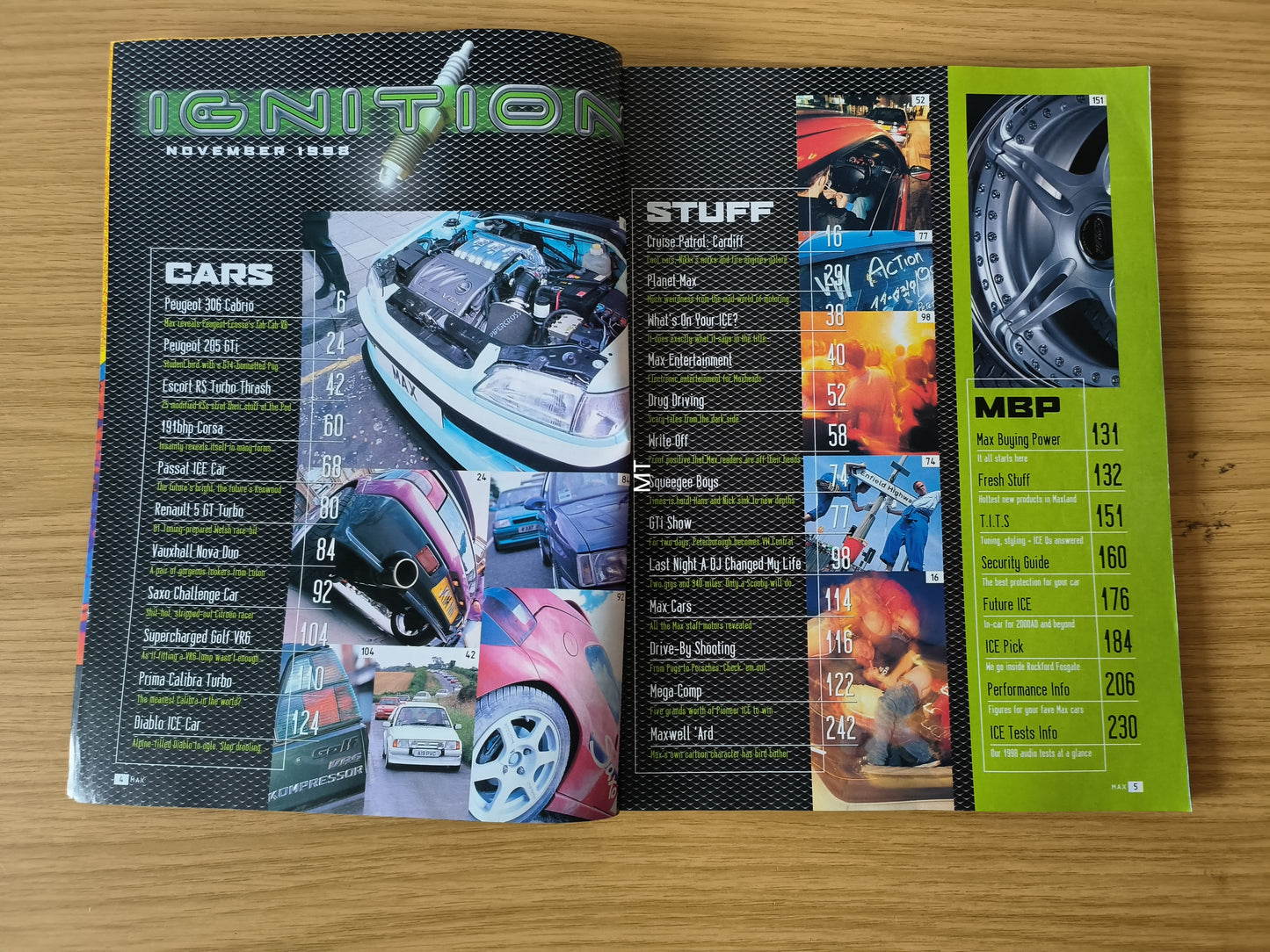 MAX POWER Magazine November 1998 (1108) Peugeot 306 Cabrio 205 GTi