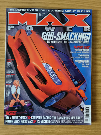 MAX POWER Magazine November 2000 (1109) Honda Civic Vauxhall Corsa GSi Peugeot 205 GTi