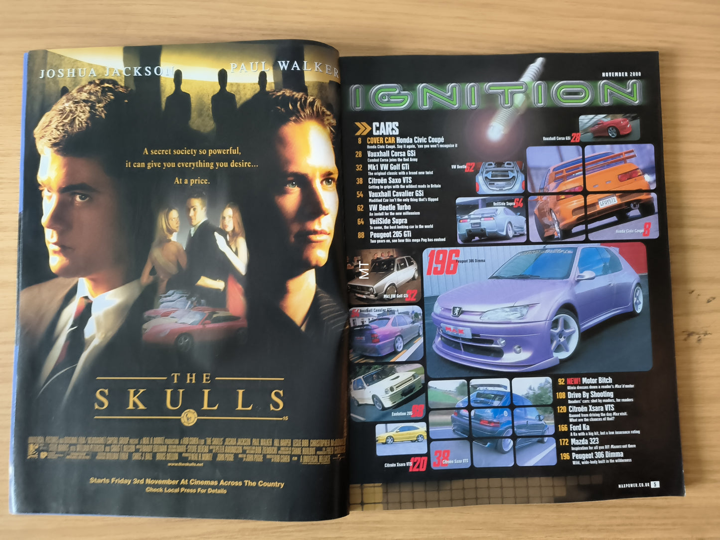 MAX POWER Magazine November 2000 (1109) Honda Civic Vauxhall Corsa GSi Peugeot 205 GTi