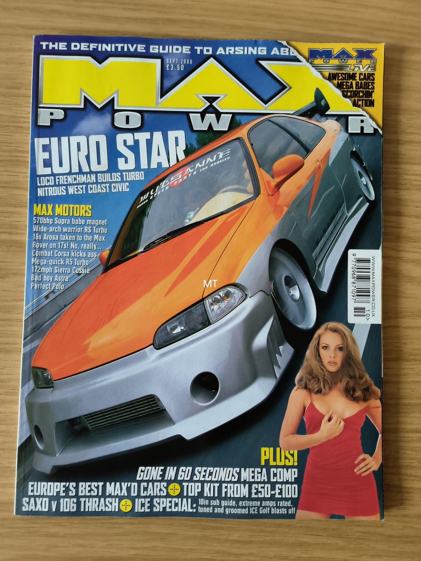 MAX POWER Magazine September 2000 (1109) Gemma Jones Sierra Cosworth Supra Max Babe
