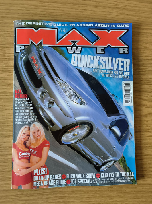 MAX POWER Magazine August 2000 (1109) Jakki Degg Golf Mk4 Escort Cabriolet