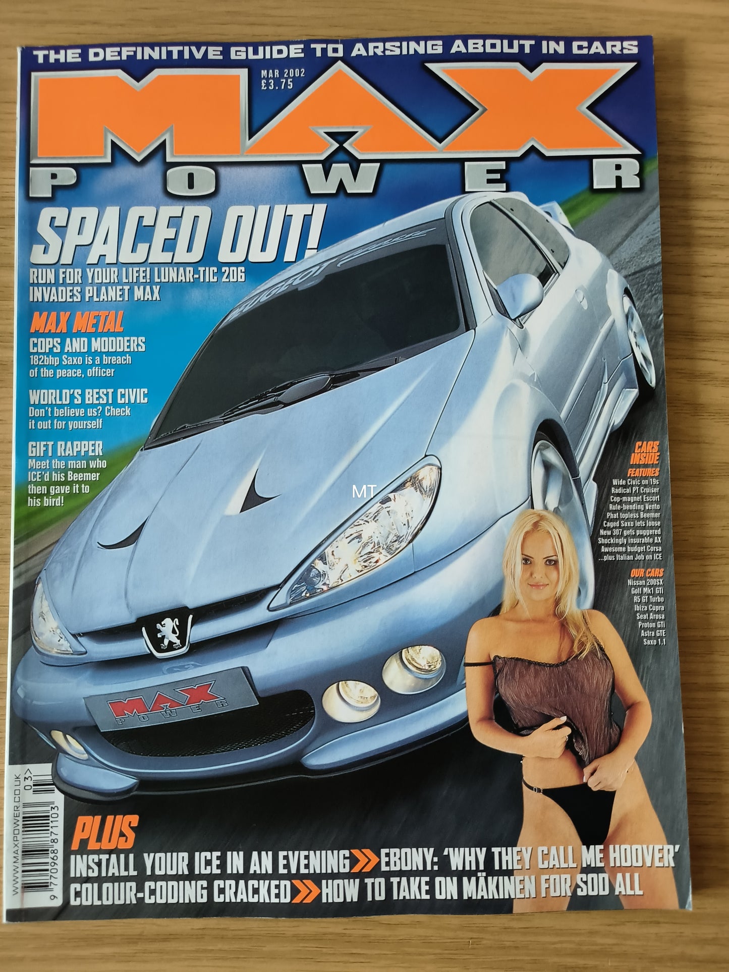 MAX POWER Magazine March 2002 (1109) Ebony Ford Escort Peugeot 307