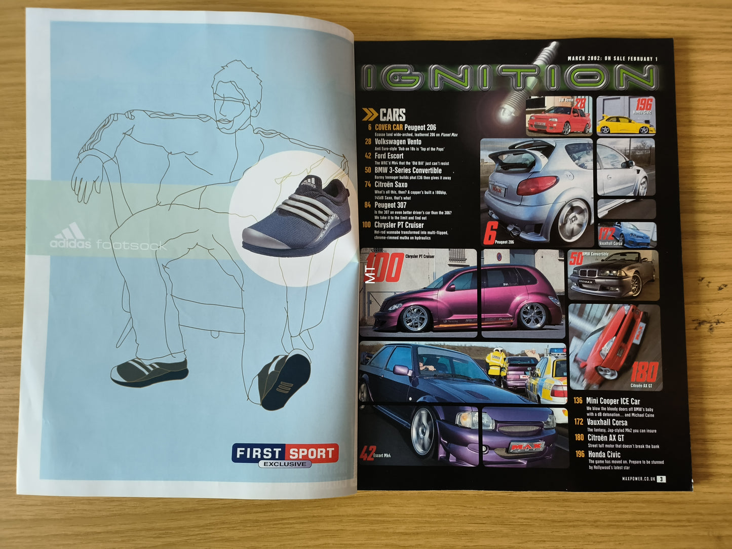 MAX POWER Magazine March 2002 (1109) Ebony Ford Escort Peugeot 307