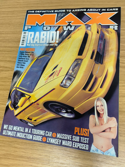 MAX POWER Magazine January 2000 (1111) Lynnsey Ward Subaru Impreza Ford Escort