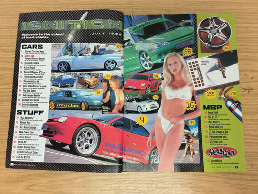 MAX POWER Magazine July 1999 (1111) Katie Richmond Escort Calibra Evo IV