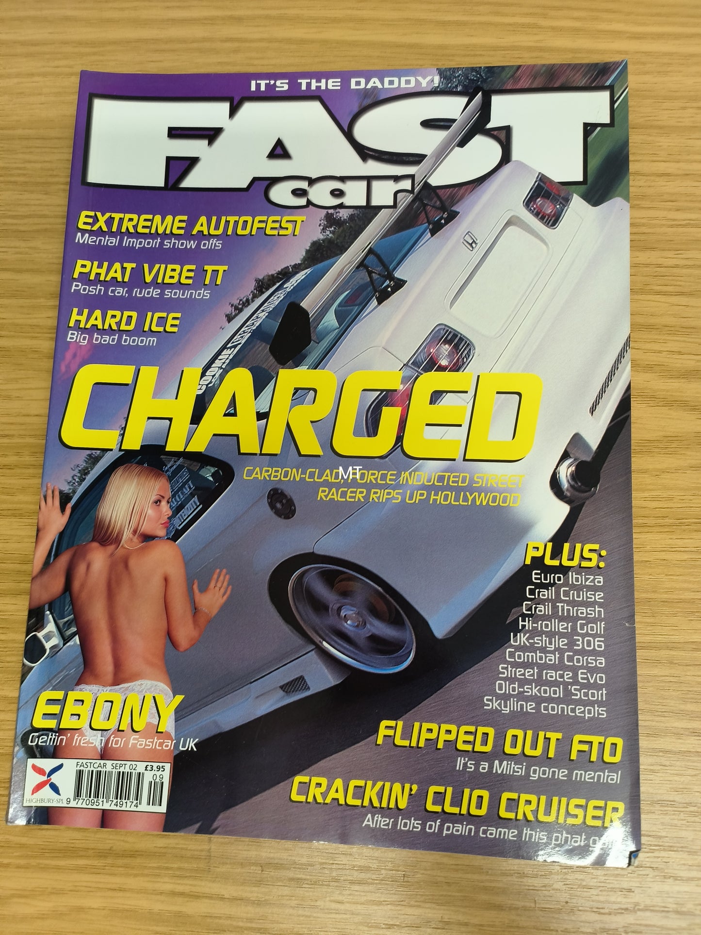 FAST CAR Magazine September 2002 RARE (1116) POSTER Ebony Gilbert Clio Corsa Evo Golf FTO Civic