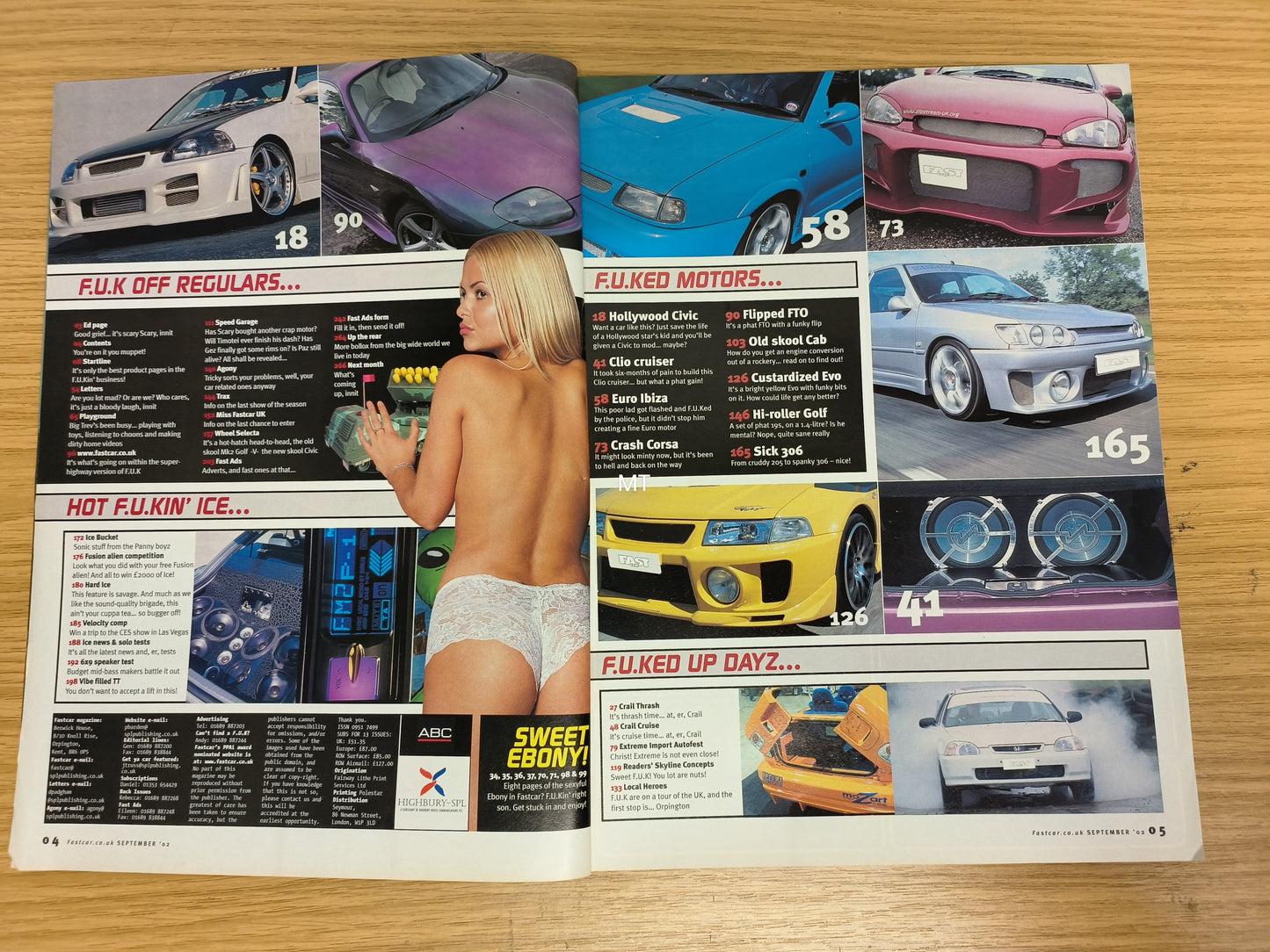FAST CAR Magazine September 2002 RARE (1116) POSTER Ebony Gilbert Clio Corsa Evo Golf FTO Civic