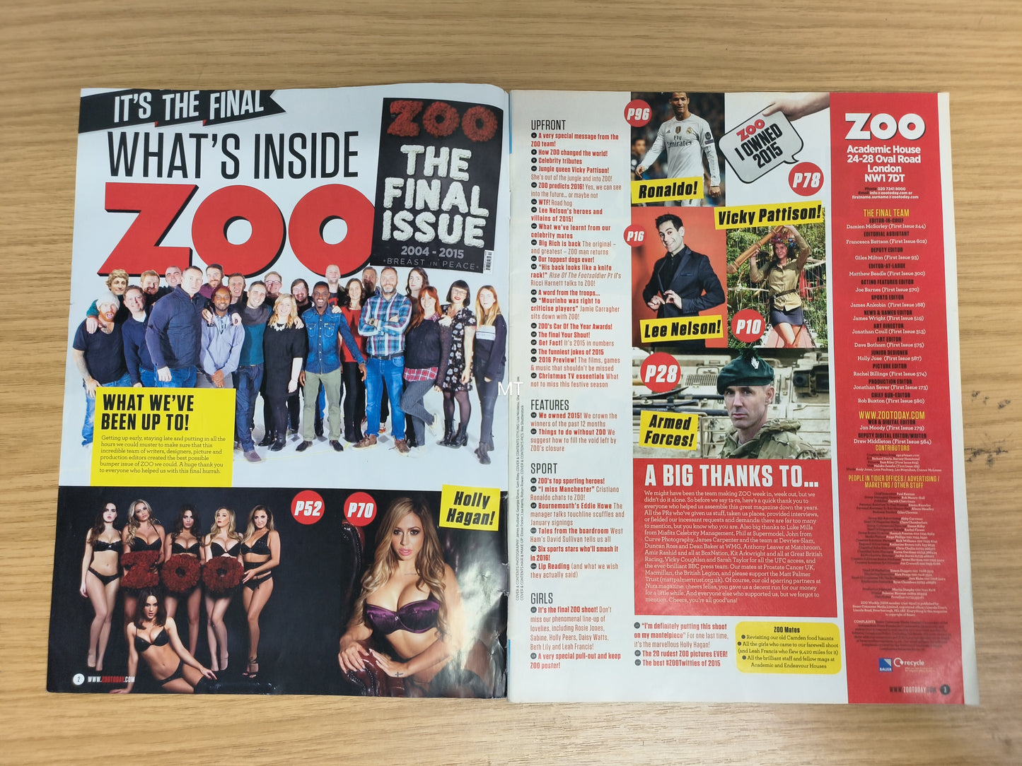 ZOO Magazine 25 December 2015 7 January 2016 The Final Issues  RARE (1116) Rosie Jones