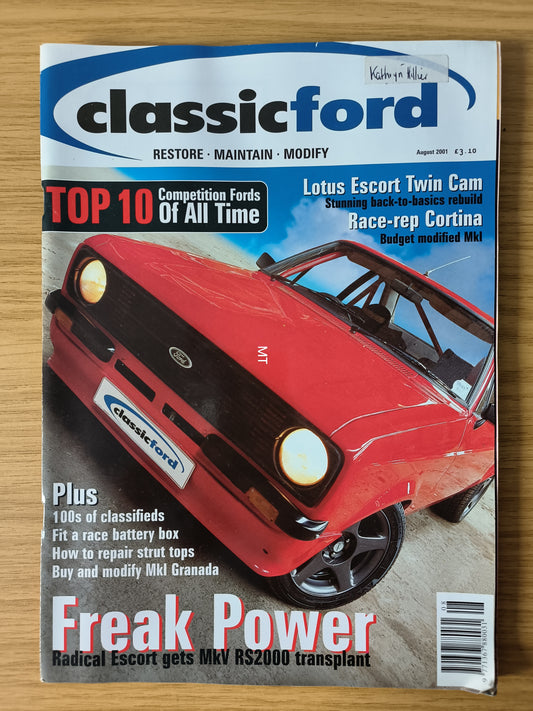 CLASSIC FORD Magazine August 2001 (1117) RS200 Cortina Lotus Escort