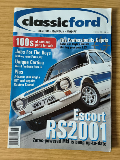 CLASSIC FORD Magazine September 2001 (1117) Escort RS20001 MKI RS